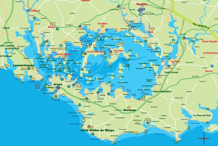 Carte touristique du Golfe du Morbihan