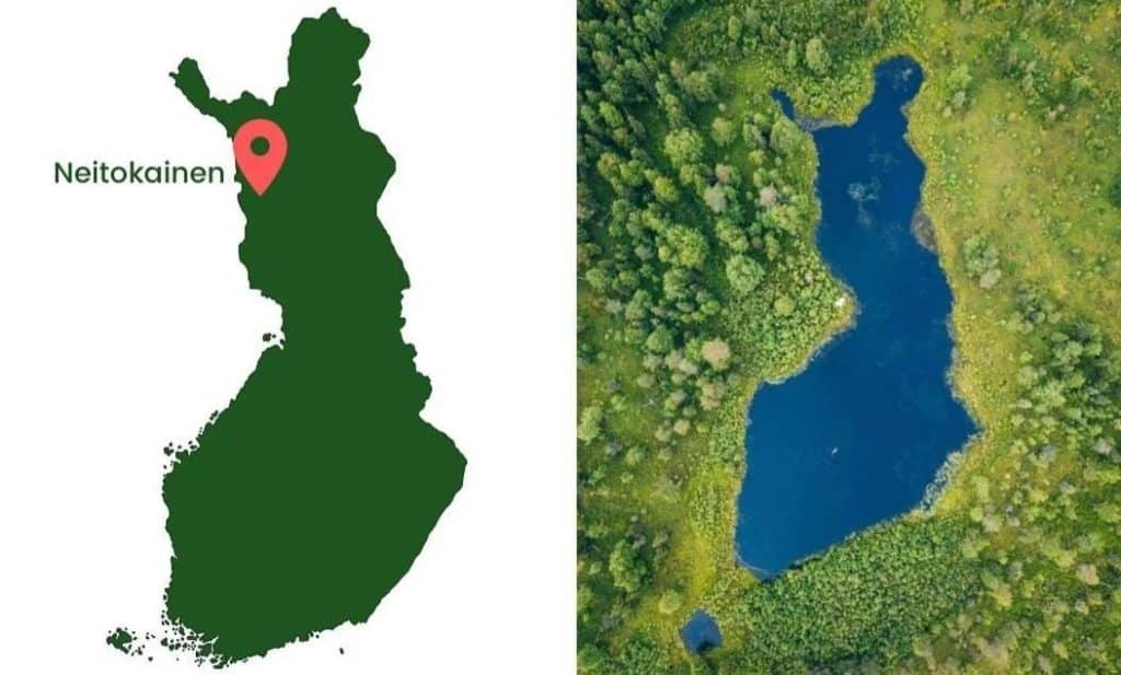 Le lac Neitokainen a la même forme que la Finlande
